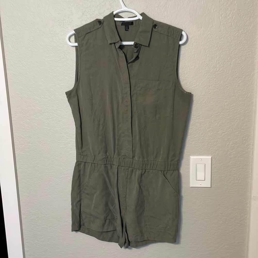 ATM Anthony Thomas Melillo Olive Utility Romper Sleeveless Elastic Waist